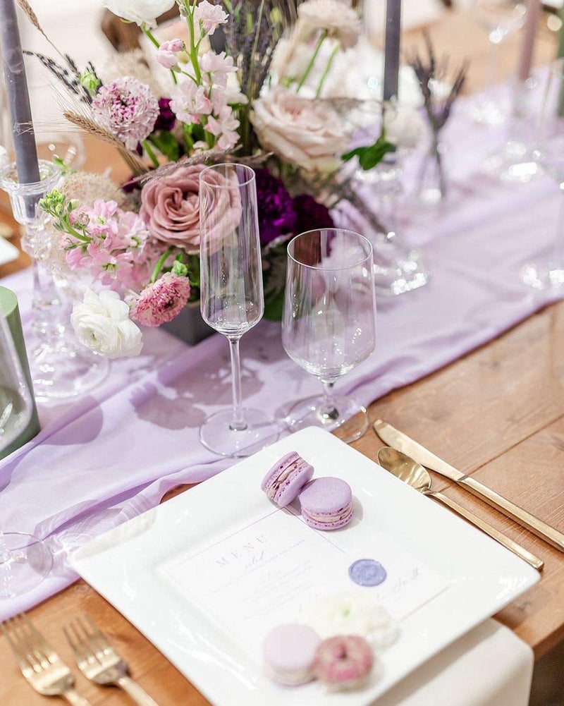 QueenDream 5 Pieces 10Ft Wedding Table Runner Light Purple Chiffon Table Runners Sheer Wedding Arch Overlay Fabric for Birthday Bridal Party Decorations - Image 2